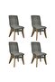 Oak Indoor Fabric Dining Chair Set 4 pcs Dark Grey