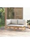 2 Piece Garden Lounge Set with Light Grey Cushions Bamboo