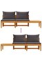 Garden Bench with Table Dark Grey Cushions Solid Acacia Wood - 7