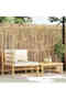 2 Piece Garden Lounge Set with Cream White Cushions Bamboo
