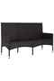 3-Seater Garden Bench with Cushions Black Poly Rattan - 2