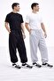 Two Pieces Men's Sweatpants Black Gray Elastic Waist Set1