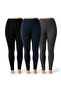 Women's Plus Size High Waist Stretchy Leggings – Black/Navy/Grey - 5