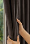 Anthracite Linen Background Curtain 1St. Quality Draped Fabric, No Pleats, Straight Cut, Ready to Use (1 Piece)