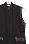 Women's Sea Chenille Leather Zipper Detailed Quality Black Vest - 4