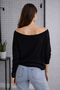 Soft Textured Off-Shoulder Boat Neck Foam Fabric Blouse - 4
