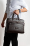 Genuine Leather Briefcase-Laptop Bag with Shoulder Strap - 7