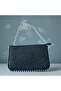 Women's Shoulder Bag with Chain Strap, Stone Detail, Black Compartments