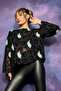 Green Bird Embroidered Lace Textured Blouse - 2