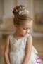 Scalloped Girl's Princess Crown Pearl Zircon Stone Hair Bun Clip Wedding Wedding Henna Birthday Crown