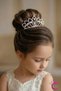 Scalloped Girl's Princess Crown Pearl Zircon Stone Hair Bun Clip - Wedding Engagement Birthday Crown