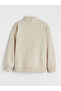 Beige Mock Neck Half Zipper Boys' Sweatshirt - 2