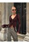 Ruffled Tie Detail Fringed Lace Blouse - 6