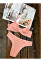 Women's Underwire Corded Fabric Ribbed Knit Powder Bra Set - 3