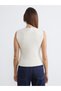 Ecru V-Neck Women's Knitwear Vest - 4