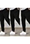 3 Pieces Unisex Regular Black Black Black Ribbed Leg Sweatpants