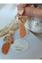 Bohemian Metallic Orange Ethnic Pattern Gold Detail Textured Polymer Clay Women's Steel Earrings - 4