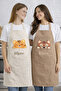 Ays Home Cream Tan Cat Printed Pocket 2-Piece Kitchen Apron Set