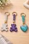 Keychain with Stoned Teddy Bear White & Purple - 2