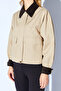 Stone Collar and Cuff Velvet Paneled Short Trench Coat |   Mkw351518-01 - 7