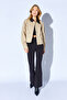 Stone Collar and Cuff Velvet Paneled Short Trench Coat |   Mkw351518-01 - 2