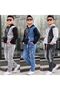 Boy's Cotton Denim Double Suit with Text Detail - K Hooded - 100% Cotton - 3
