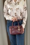 Women's Burgundy Handbag - Adjustable Long Strap - with Charm Gift - Fibag