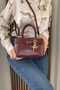 Women's Burgundy Handbag - Adjustable Long Strap - with Charm Gift - Fibag - 4