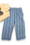 Boy's Stylish Cotton Top and Bottom Set with Lion Embroidery and Striped Pants for Ages 2-3-4-5 - 5