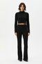 Women's Black Ribbed Tracksuit Set Crop Long Sleeve Top and Leggings