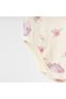 Newborn Baby Girl Cotton Bodysuit Colorful Patterned Short Sleeve Bodysuit with Snap Fasteners 3-12 Months Ecru - 3