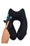 3D Inflatable Neck Pillow with Patented Pump & Foldable Hood – Black - 7