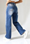 High Waist Wide Leg Light Blue Denim Jean Pants - 8