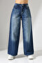 High Waist Extra Wide Leg Dark Blue Wide Leg Jean Pants - 7
