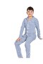 Boy's 100% Cotton Blue and White Striped Shirt Collar Buttoned Long Sleeve Pajama Set - 3