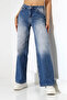 High Waist Wide Leg Light Blue Denim Jean Pants - 6