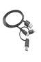 3-in-1 1m Intelligent Charging Cable USB-A to Lightning + Micro-USB + USB-C – Black