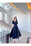 Olen Navy Short Sleeve Maxi Length Flared Skirt Evening Dress - 4
