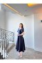 Olen Navy Short Sleeve Maxi Length Flared Skirt Evening Dress - 7