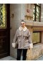 Women's Beige Jacket with Fur Detail on the Collar and Sleeves