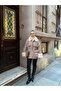 Women's Beige Jacket with Fur Detail on the Collar and Sleeves - 3