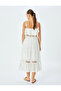 Women'S White Strappy Broderie Dress - 4
