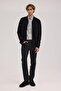Black Slim Fit Peter Pan collar Rayon Knitwear Jacket with Zipper Pockets - 2