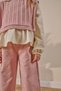 Lace Collar Shirt, Sweater, Comfortable Cut Pants, Holiday 3-Piece Girls' Top and Bottom Set, Powder - 6