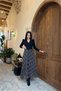 Women's Black Skirt Plaid Patterned Full Length Dress with Belt Nbmy3860 - 3