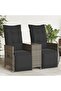 Reclining Garden Sofa 2-Seater with Table Grey Poly Rattan