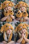 Boy Girl Children Plush Fleece Hat with Moving Ears and Animated Eyebrows with Earmuffs - 2