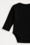 Mustafa Kemal Atatürk Signature B Printed Cotton Long Sleeve Snap Fastener Baby Black Bodysuit Undershirt Jumpsuit - 2