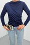Women's Blouse Draped Long Sleeve Sandy Fabric High Collar Stretch Fabric Blouse - 4