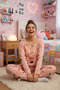 Salmon Cloud Patterned Long Sleeve Women's Pajama Set